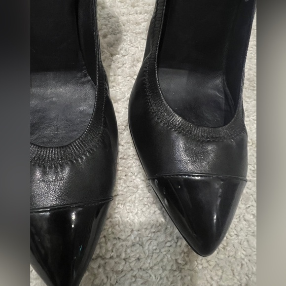 Classic Chanel Black Pumps with Patent Toe - Picture 1 of 7